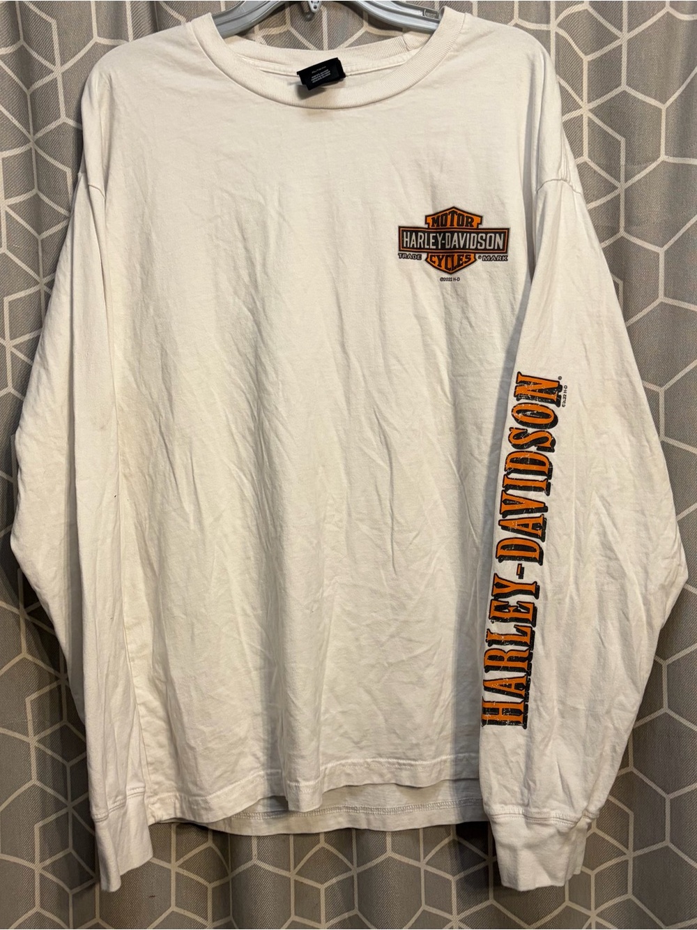Harley-Davidson White Long Sleeve Tee with Orange Logo